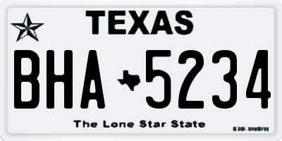 TX license plate BHA5234