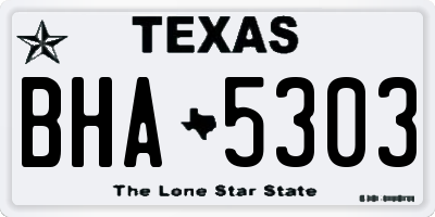 TX license plate BHA5303