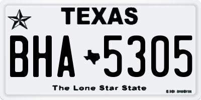 TX license plate BHA5305