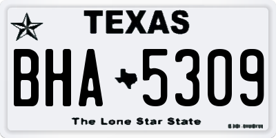 TX license plate BHA5309