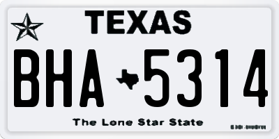 TX license plate BHA5314