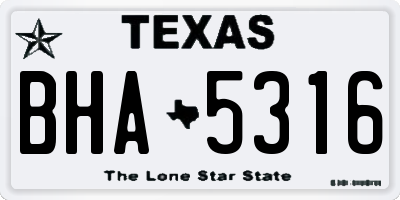 TX license plate BHA5316