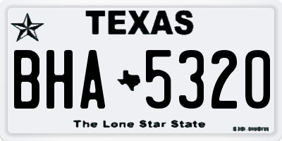 TX license plate BHA5320