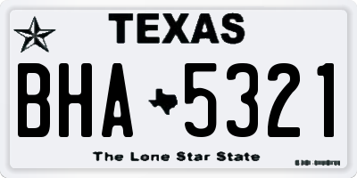 TX license plate BHA5321