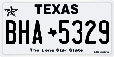 TX license plate BHA5329