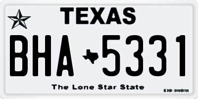 TX license plate BHA5331