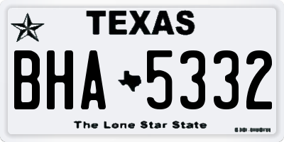 TX license plate BHA5332
