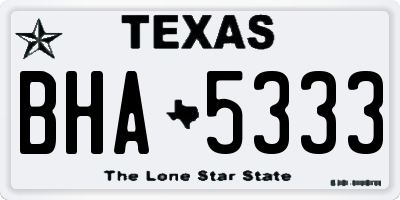 TX license plate BHA5333