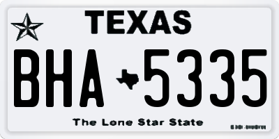 TX license plate BHA5335