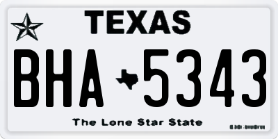 TX license plate BHA5343
