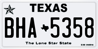 TX license plate BHA5358