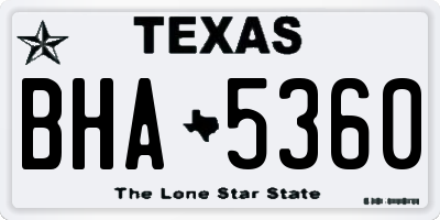 TX license plate BHA5360