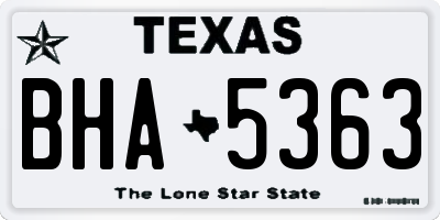 TX license plate BHA5363