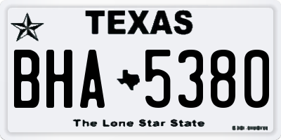 TX license plate BHA5380