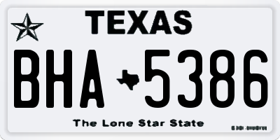 TX license plate BHA5386