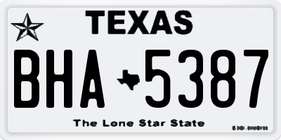 TX license plate BHA5387