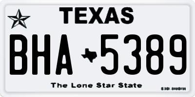 TX license plate BHA5389