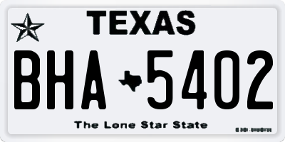 TX license plate BHA5402