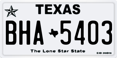 TX license plate BHA5403