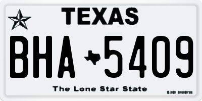 TX license plate BHA5409