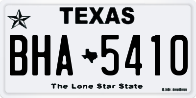 TX license plate BHA5410