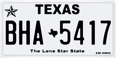 TX license plate BHA5417