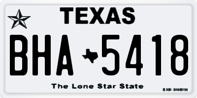 TX license plate BHA5418