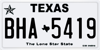 TX license plate BHA5419