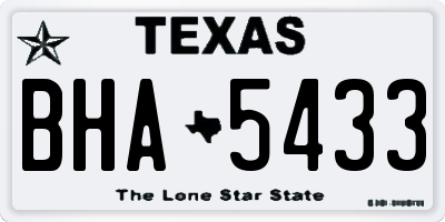 TX license plate BHA5433