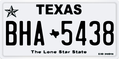 TX license plate BHA5438