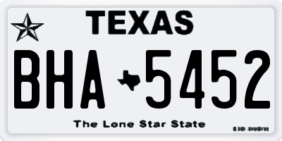 TX license plate BHA5452