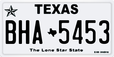 TX license plate BHA5453