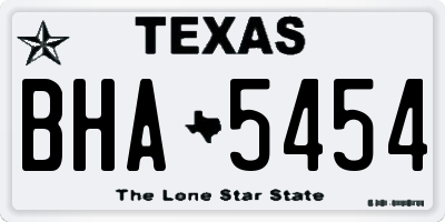 TX license plate BHA5454