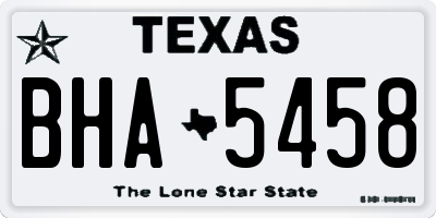 TX license plate BHA5458