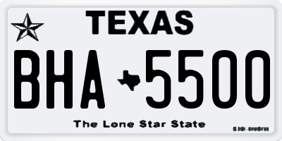 TX license plate BHA5500