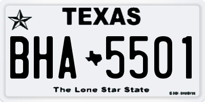 TX license plate BHA5501