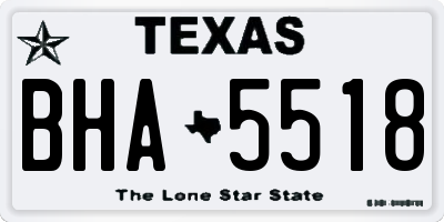 TX license plate BHA5518