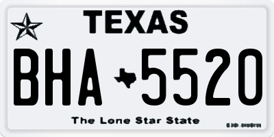 TX license plate BHA5520