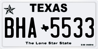 TX license plate BHA5533