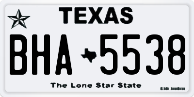 TX license plate BHA5538