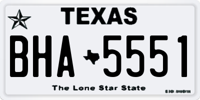 TX license plate BHA5551