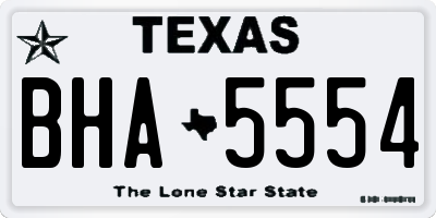 TX license plate BHA5554