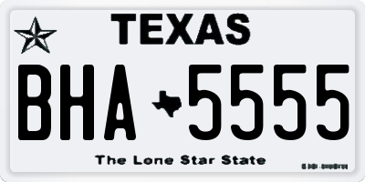 TX license plate BHA5555