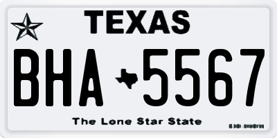 TX license plate BHA5567