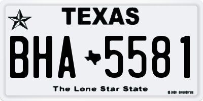 TX license plate BHA5581