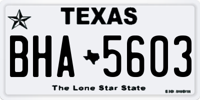 TX license plate BHA5603