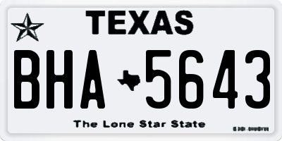 TX license plate BHA5643