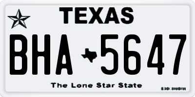 TX license plate BHA5647