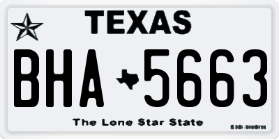 TX license plate BHA5663