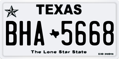 TX license plate BHA5668